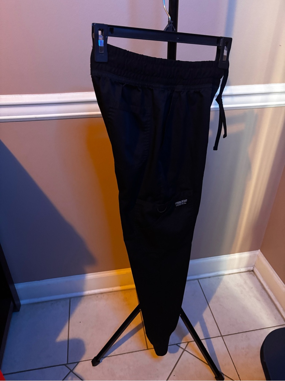 Cherokee Black Women’s Scrub Pants XXS with Drawstring Waisty